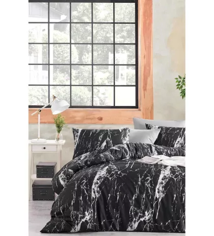 Black Marble Duvet Cover Set