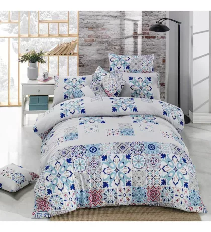 blue mosaic duvet cover set